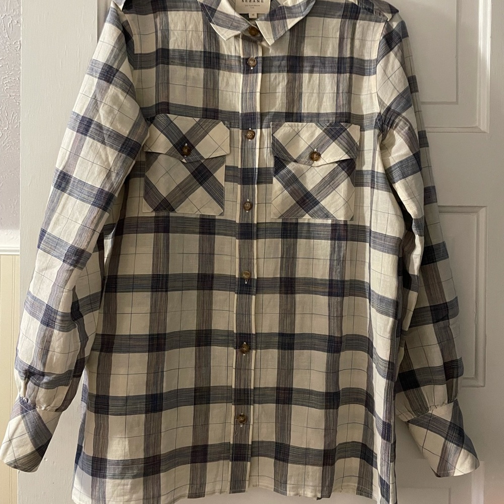 Sezane Plaid Tunic Shirt Size 38 (6)